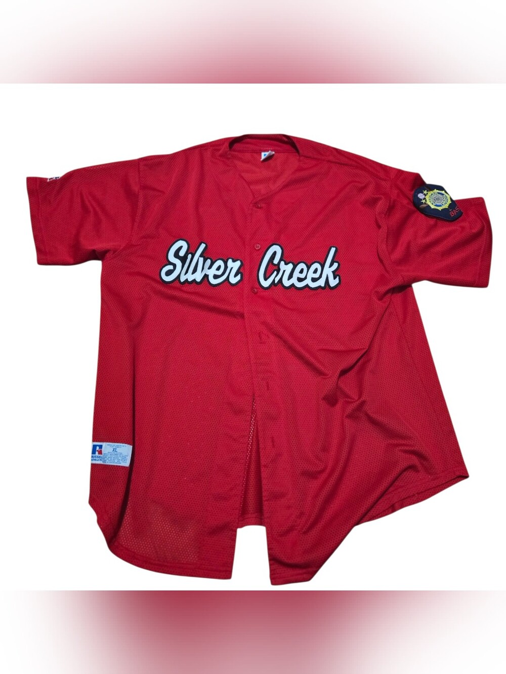 ​Vintage Russell Athletic American Legion Baseball Jersey XL Silver Creek Red Me